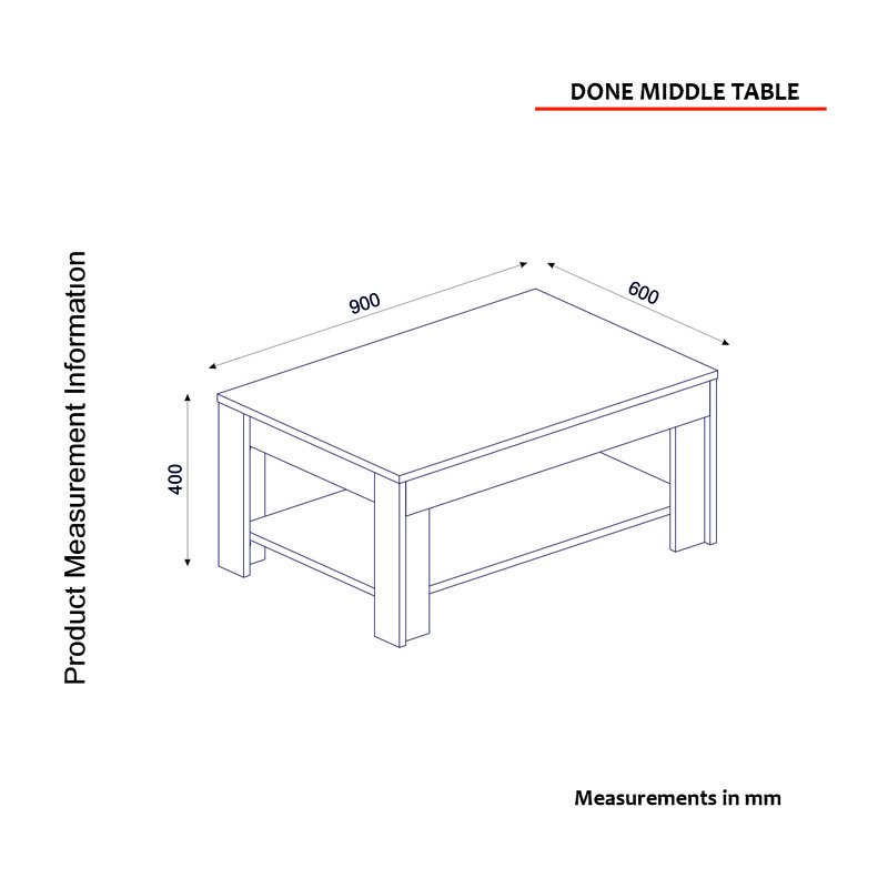 Table basse à 4 pieds avec rangement