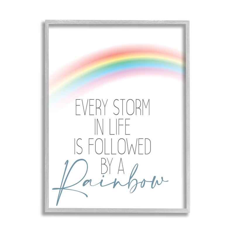 "Every tempête suivie par un sentiment d'arc-en-ciel", art textuel sur plaque par Kim Allen, H 20 po x l 16 po