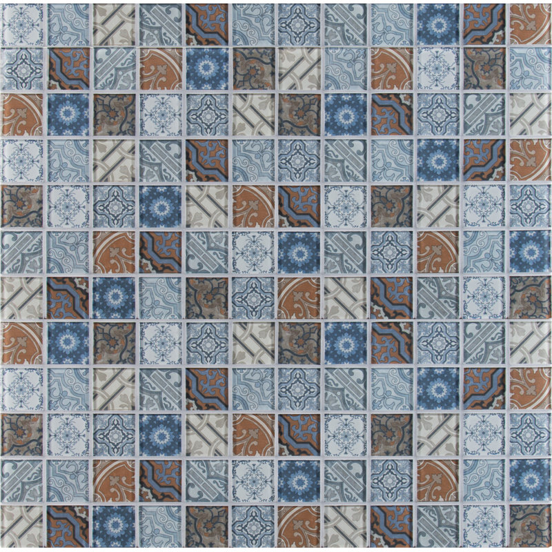 Carreau de mosaïque en verre lustré 12 po x 12 po Toscana