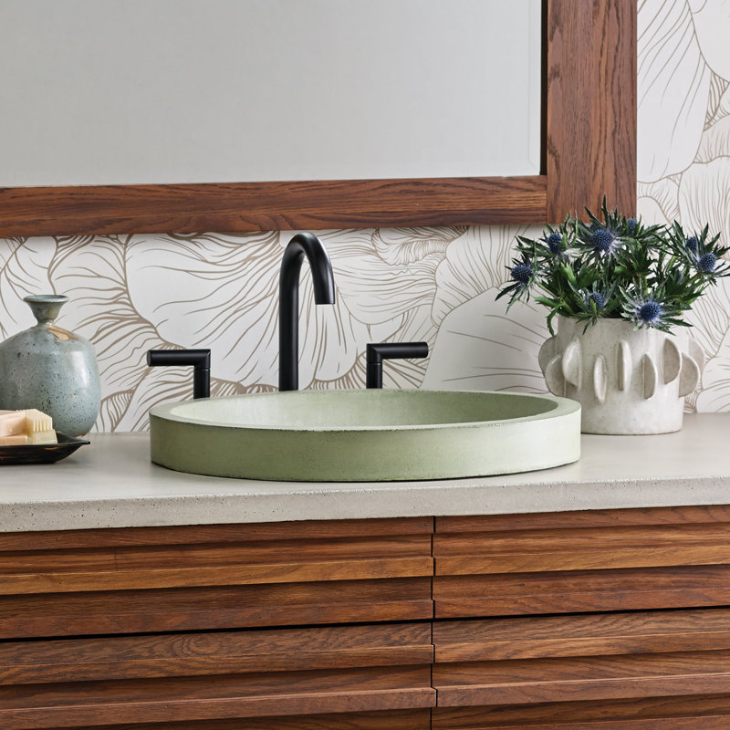 Tolosa Stone Handmade Oval Drop-in Bathroom Sink, Forest