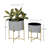 Frits 2 Piece Metal Indoor Outdoor Pink Planter with Removable Gold Stand Set-1361232606