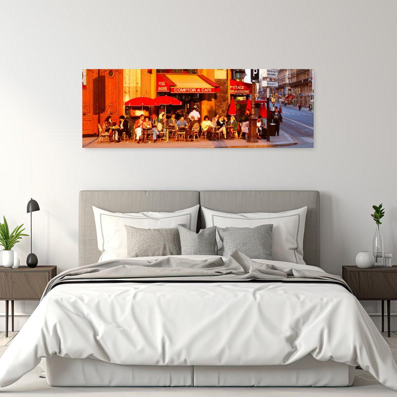 Café, Paris, France, art mural contemporain, H 20 po x l 60 po