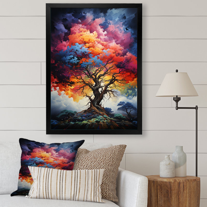 «Blue Red Oak Tree Oak Symphony III», reproduction sur toile florale et botanique, H 20 po x l 12 po x P 1 po