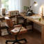 Bureau rectangulaire en bois massif brun noisette-521771675