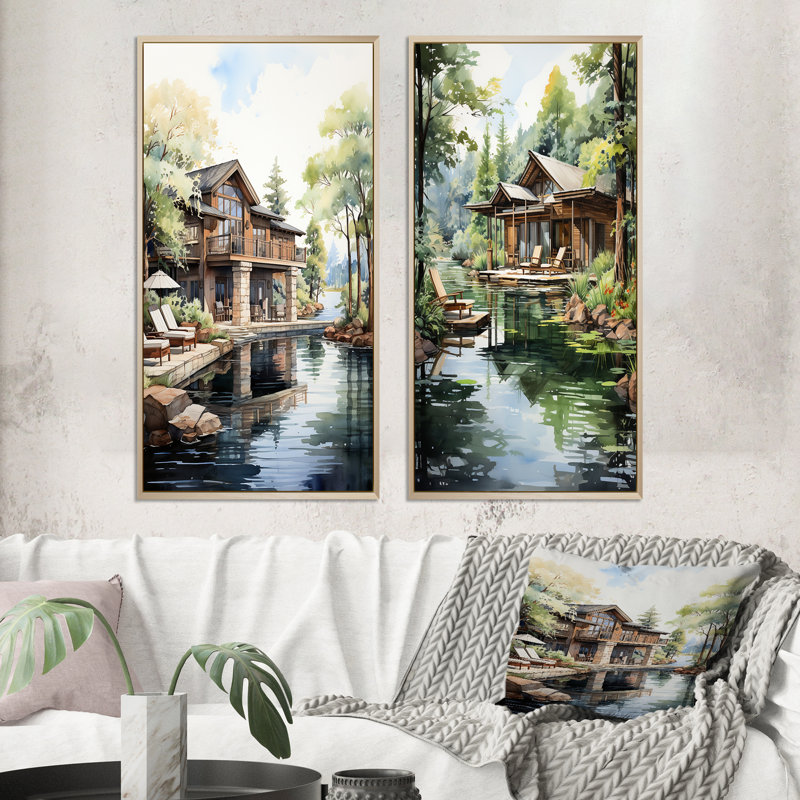 «Lodges Serenity Retreat» de Lodges hôtels - 2 pièces, Encadrement brun, H 40 po x l 40 po