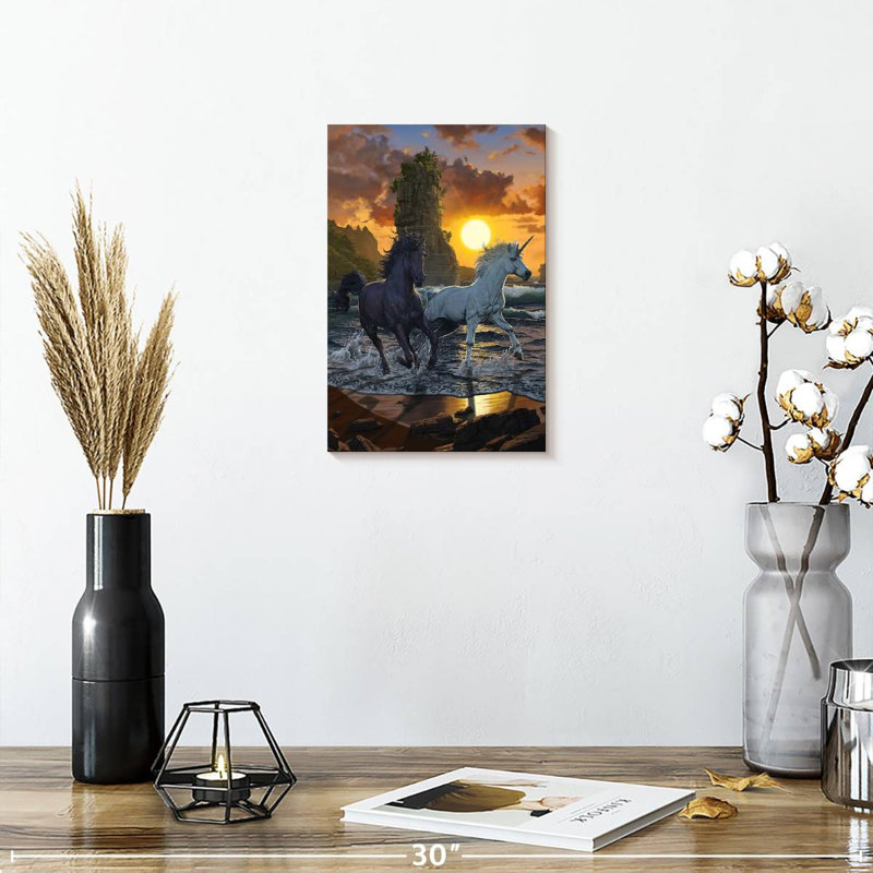 Brampt Unicorns In Sunset, 12" H x 8" W