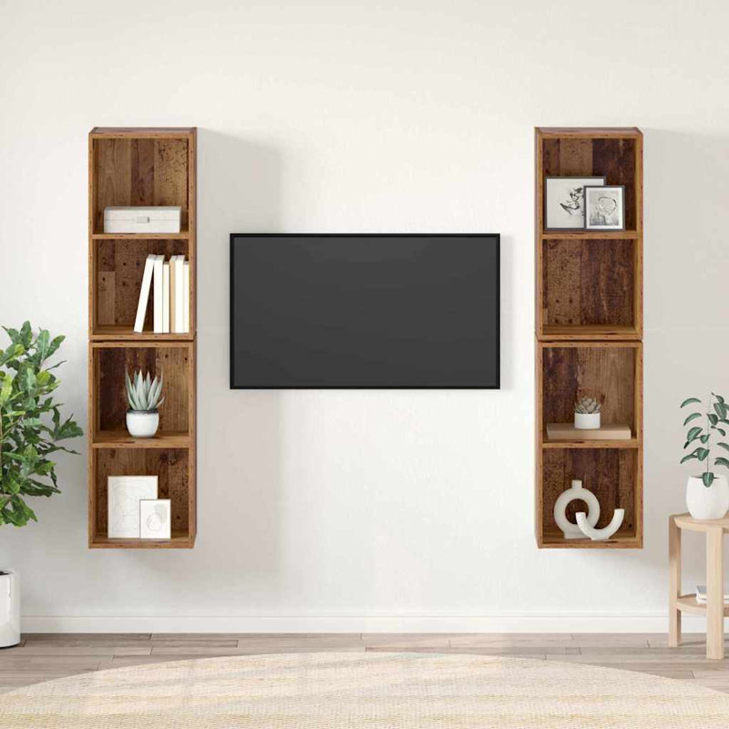 Wall TV Cabinet 4 Pcs 37 X 37 X 72 Cm, Old Wood