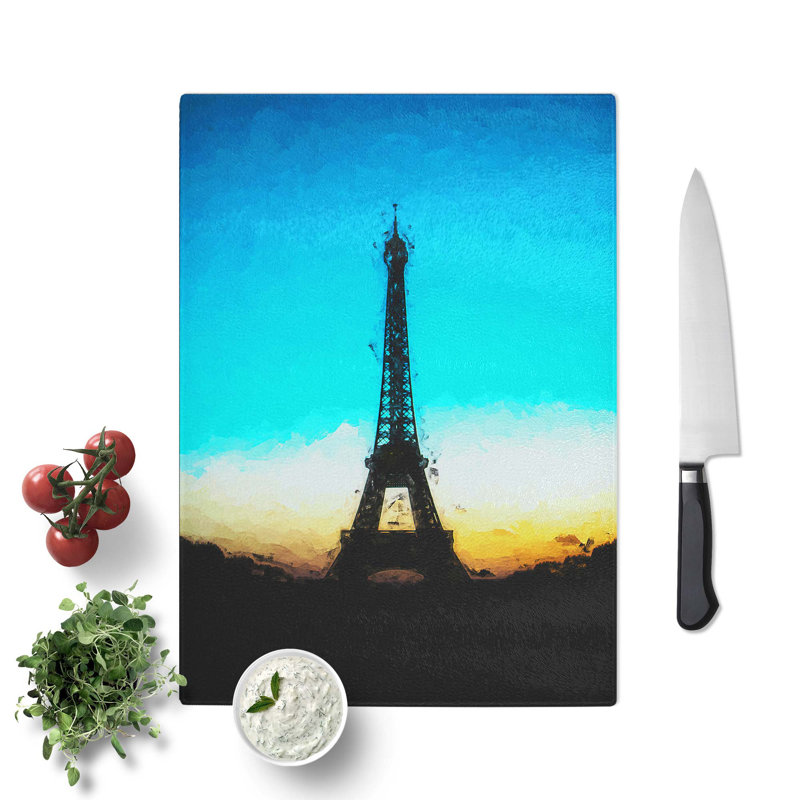 Glass Eifel Tower in Paris France in Abstract Chopping Board, 28.5 cm W x 20 cm L