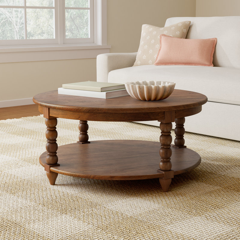 Isabel Spindle Round Coffee Table, Walnut