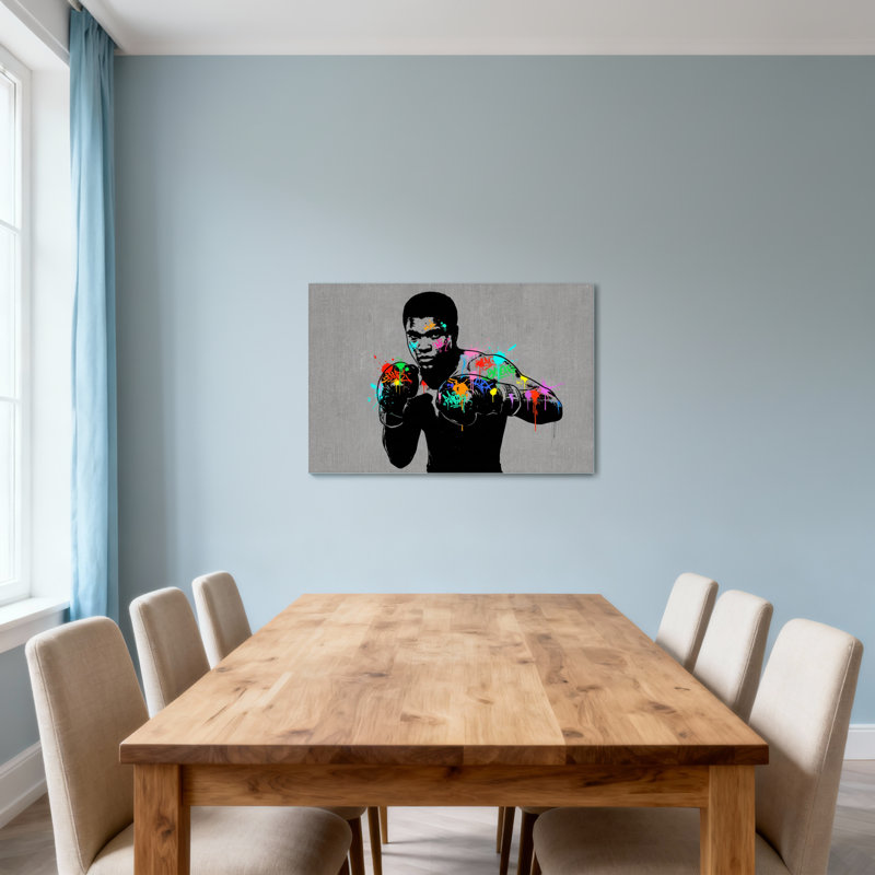 Impression d'art de boxe colorée avec éclaboussures vibrantes, H 28 po x l 40 po