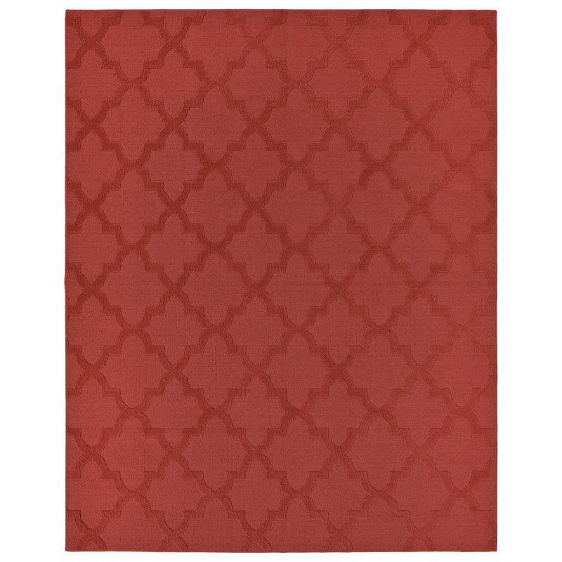 Tapis rouge touffeté à motif géométrique Nasturtium, Tapis de couloir 3 pi x 12 pi