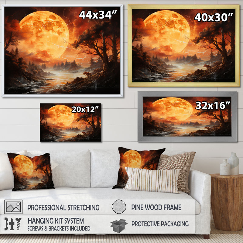 Planète Vénus, ambre lumineux II sur toile, Cadre simple blanc, H 30 po x l 40 po x P 1,5 po