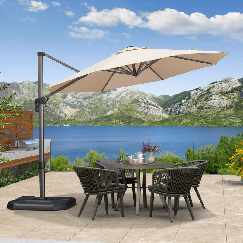 Sturdy Cantilever Parasol, Beige, 274cm H x 305cm W x 305cm D