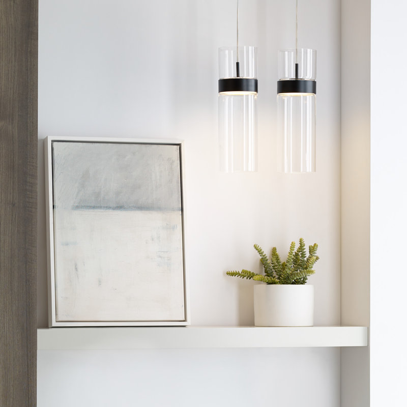 Manette 4 - Light LED Pendant, Satin Nickel, Transparent Smoke