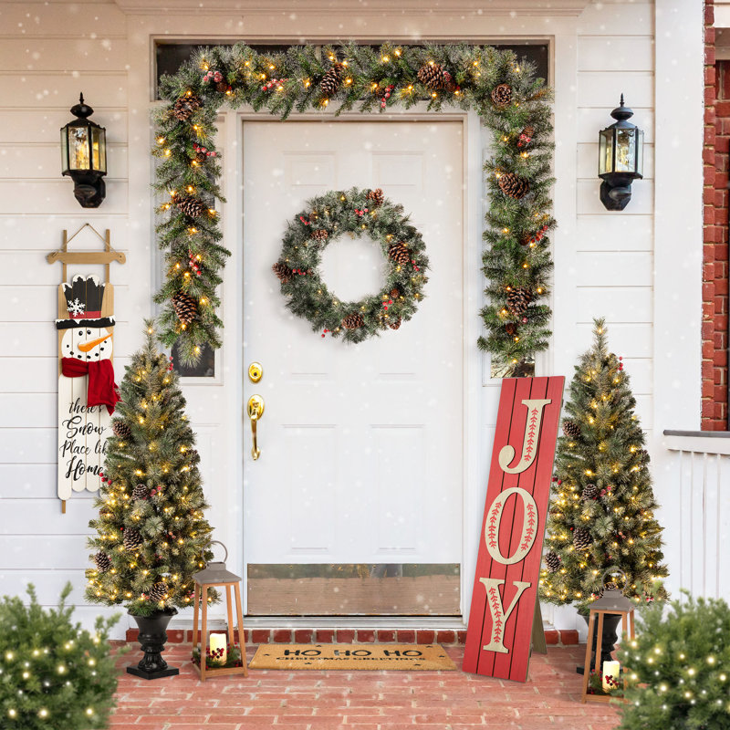 Enseigne de porche en bois 42 "H Joyeux Noël 42" (deux fonctions)