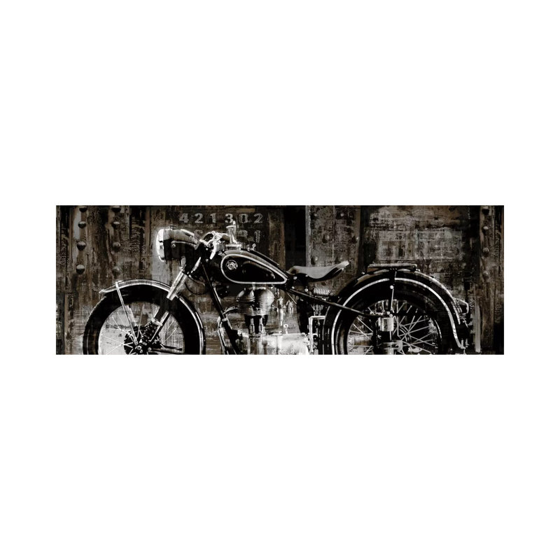 Vintage Motorcycle by Dylan Matthews - Panoramic Print on Canvas, White Picture Framed, 182.88 cm H x 60.96 cm W