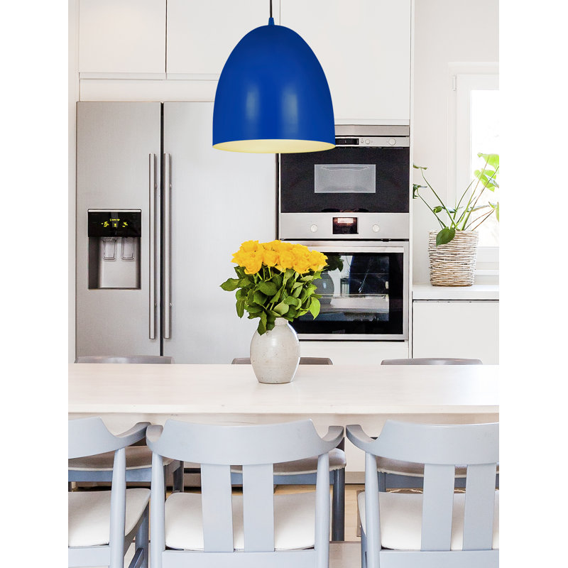 Luminaire suspendu 1 lumière Havertown Dome, Bleu, Bleu, H 21 po x l 19 po x P 19 po