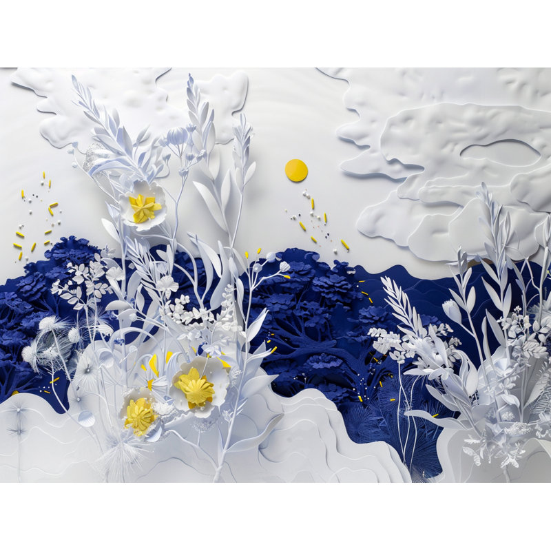 Coussin décoratif réversible en papier Floral Dimension, H 14 po x l 14 po