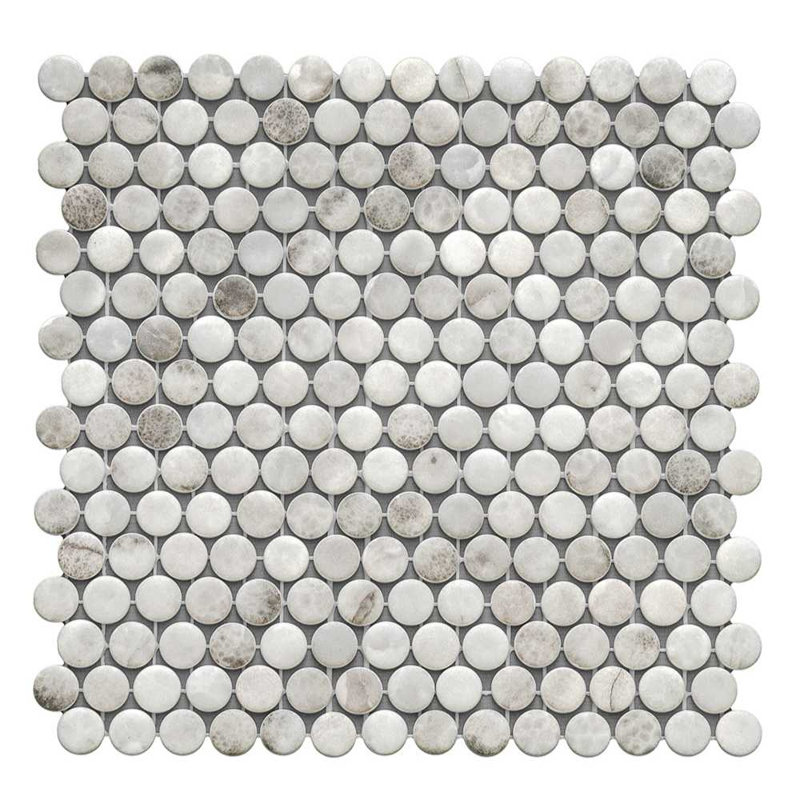 Eterna Penny 12"x12" Recycled Glass Mosaic Tile, Onice