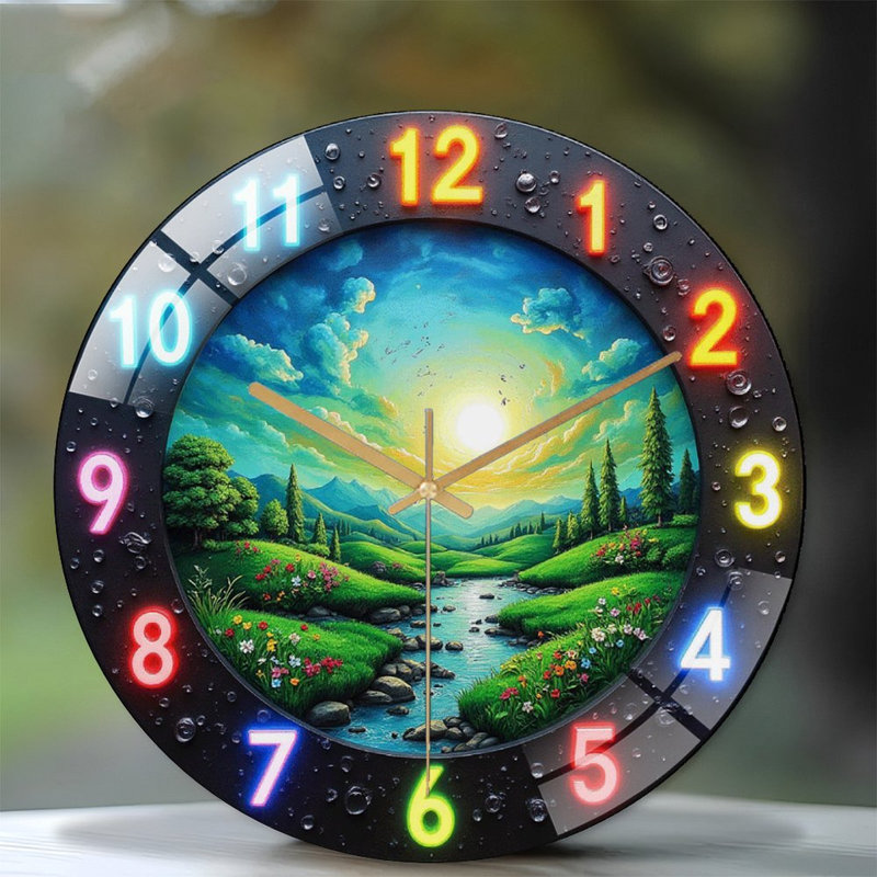 Horloge murale paysage de montagne avec horloge murale 12 po