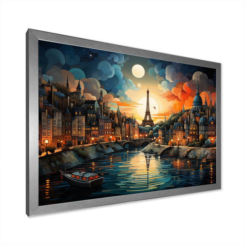 Mar treize Paris City of Lights III - impression, H 24 po x l 32 po x P 1 po, Cadre simple argenté