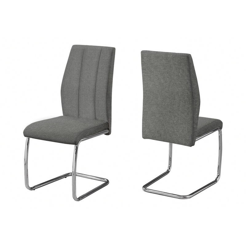 Ensemble de 2 chaises de salle à manger, chaises d'appoint et chaises rembourrées avec base en métal, Polyester gris
