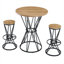 Ensemble de table et chaises de bar 3 pièces, plateau rond en bois aggloméré de 31,5 po avec structure en métal noir foncé, style industriel compact pour îlot de cuisine, 2 places