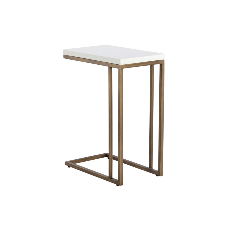 Ivanenko Concrete Top End Table - White, White/Gold