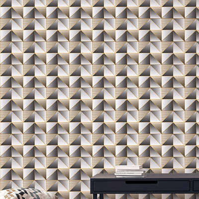 Geometrix 25.4m x 52.8cm Satin Wallpaper Roll