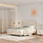 Bed Frame with Curved Headboard, Upholstered Bed Frame with Footborad, Velvet Platform Bed with Wingback Headboard-1498664869-1498664874