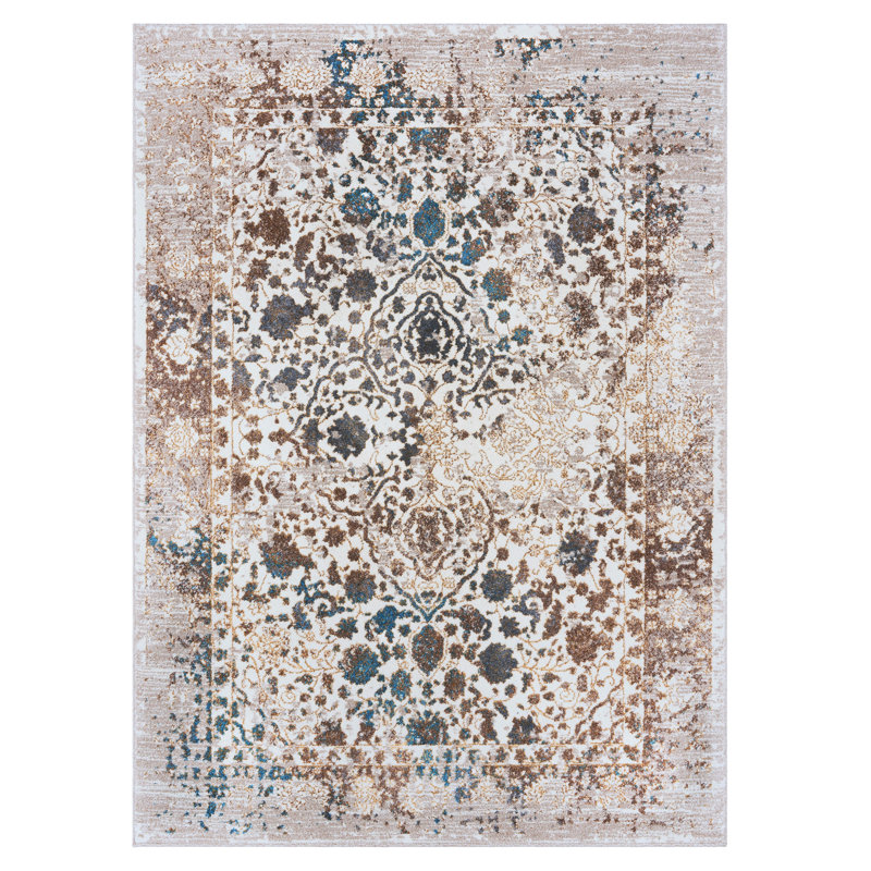 Tapis à motif oriental crème, Rectangle 6 pi x 9 pi