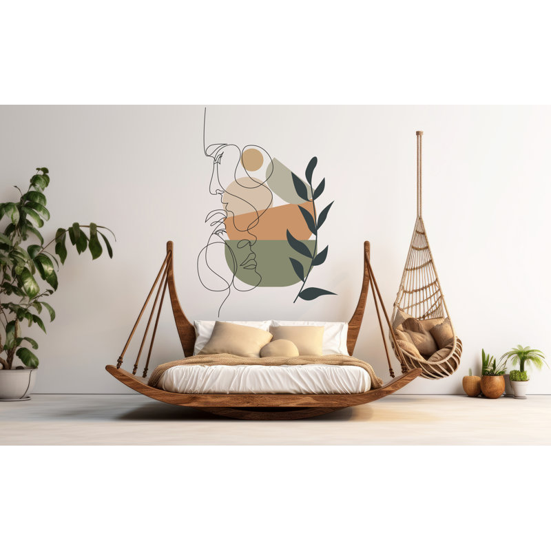 Autocollant mural Boho, autocollant d'arche de lit, adhésif mural Hedboard, décoration de chambre de couple, autocollant mural arche, décalque de milieu de siècle, arche de très grand lit 394LU