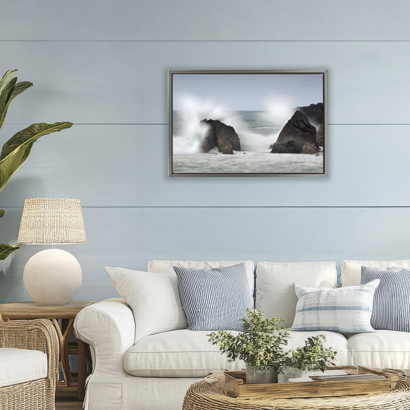 Juego De Olas Ocean Spray Floating Frame, design by Urtzi Vera, 21" H x 31" W, Luster Gray Floater Frame