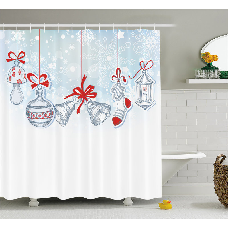 Rideau de douche à simple noël rétro, H 84 po x l 69 po