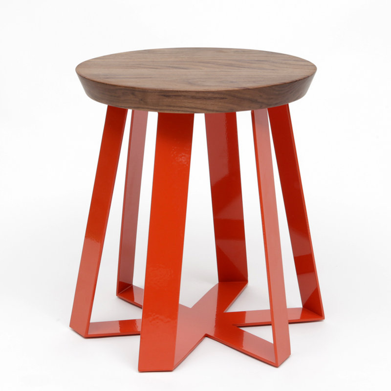 ARS Accent Stool, Orange, Walnut