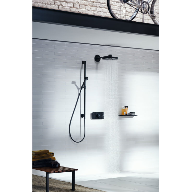 Universal Circular Wall Mounted Shower Shelf, Matte Black