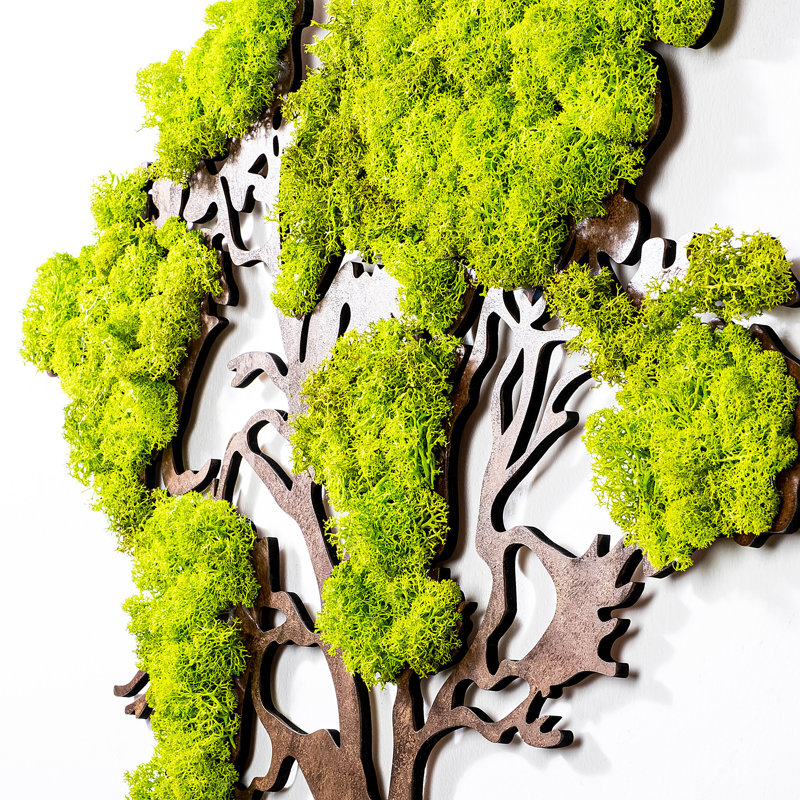 Handmade Decorative Wall Accessory, Green & Brown, 27.9 x 0.4 x 23.2 Inches | 100% MDF with MOSS, Thickness: 0.2 Inches | Unique Textured Design, Perfect for Home Decor & Accent Walls, Artisan Craftsmanship