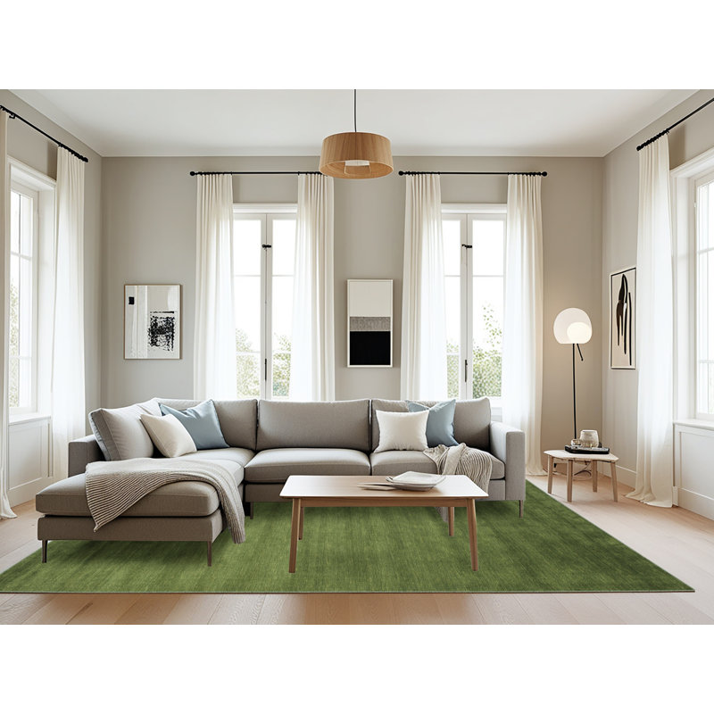 Tapis contemporain vert foncé, Rectangle 8 pi x 12 pi