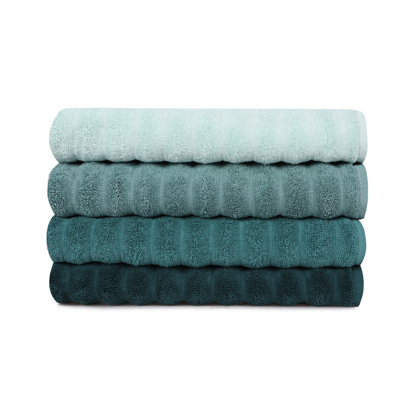 Ensemble de 4 serviettes de bain en coton turc, Bleu / vert