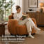AUKFA Fauteuil seau de style nordique en chenille de 38 po de style nordique avec coussin et coussin moelleux, pour salon, bureau, couleur caramel-861527461