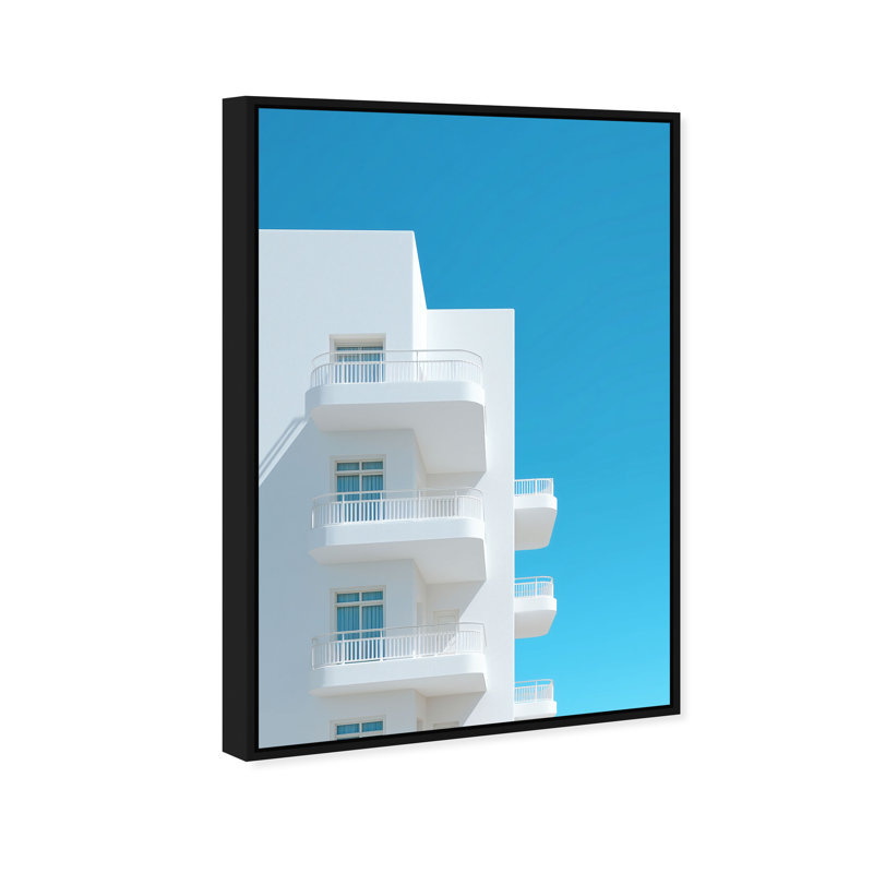 Modular White II Print by Oliver Gal, 17"H x 25"W, Black Floater Frame