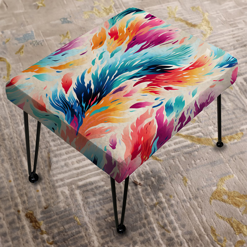 Blue And Purple Boho Ikat Spirit Embraced - Floral Rectangle Ottoman