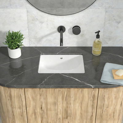 18'' L x 14'' W Ceramic Rectangular Smooth Undermount Bathroom Sink With Overflow