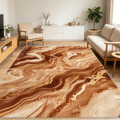 Tapis caramel doré pour le salon, doux et confortable, convient à toutes les saisons, facile à entretenir, tapis de sol intérieur lavable à la machine, sous la table de ferme convenant à la chambre à coucher, à la salle à manger, au bureau, au patio, au balcon, à la maison