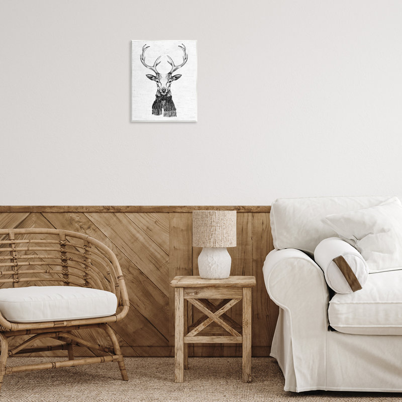 Art mural monochrome avec chevreuil