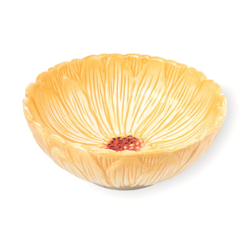 Bol à dessert rose coquelicot, Jaune