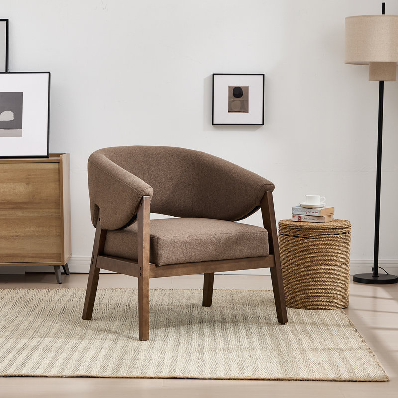 Chaise d'appoint Modern Farmhouse - Pieds en bois massif avec pieds réglables - Coussin épais de 5,5 po et accoudoirs intégrés - Siège d'une largeur de 22,5 po