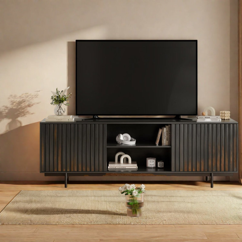 Elegant Mid Century Modern Tv Stand, Metal & Wood, Spacious Tv Stands & Entertainment Centers For Living Room