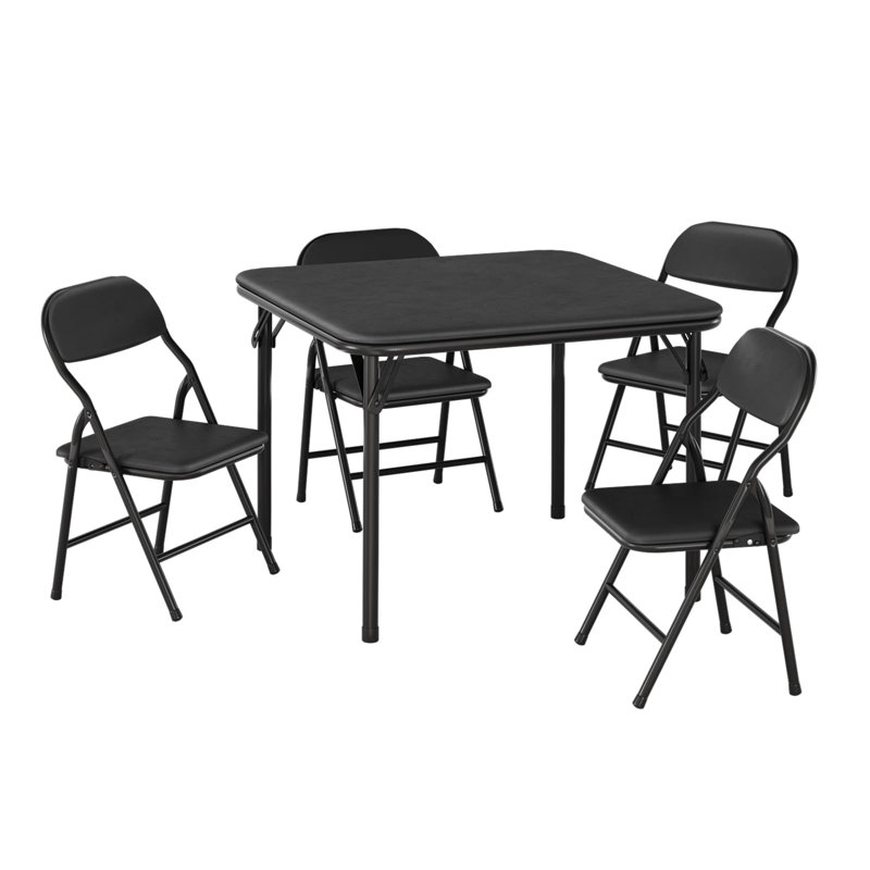 Ensemble de table pliante et de chaises 5 pièces, ensemble de table d'activité et chaises, Noir