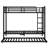 Metal Bunk Bed with Trundle, Black-114313895